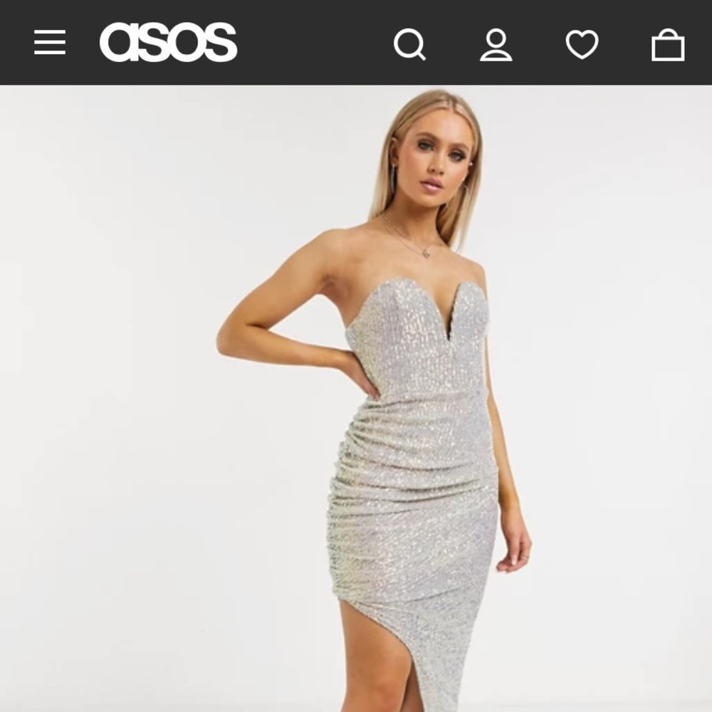 ASOS asymmetrical sequin split dress